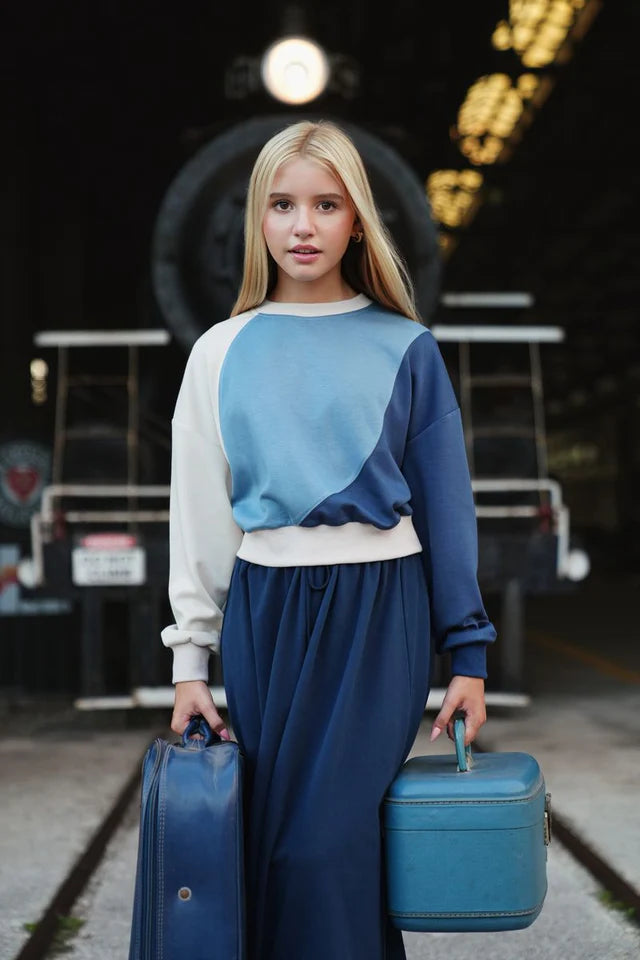 Thea mixed blue wave sweatshirt FW25
