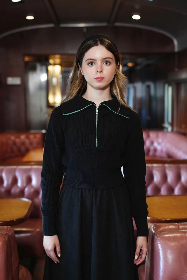 Vera black zip sweater FW25