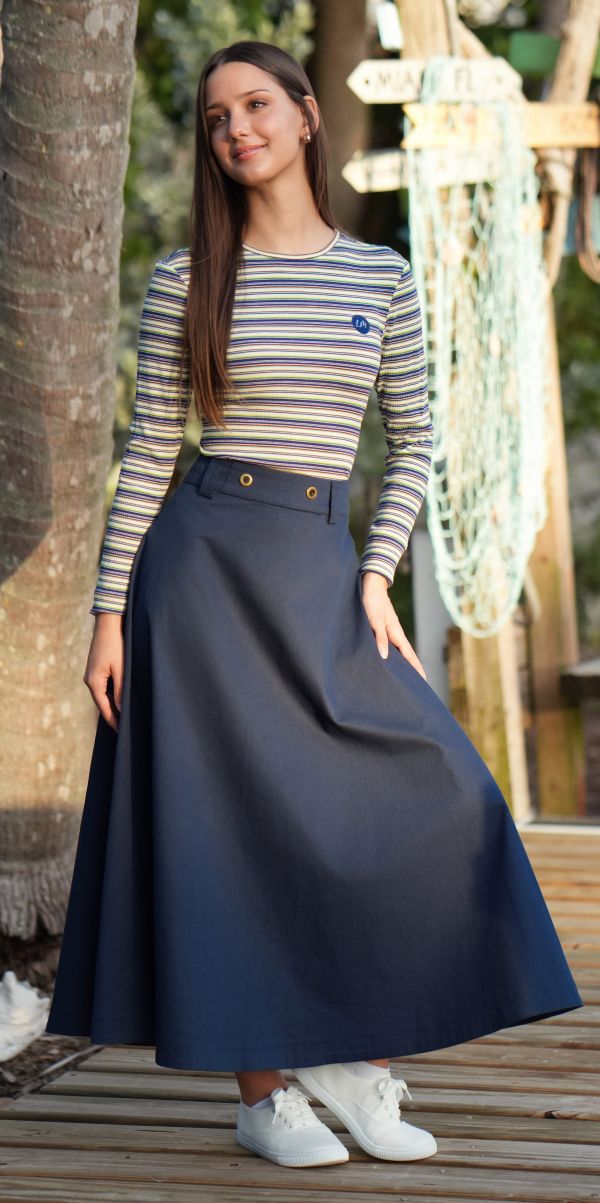 Ella navy stripe tee SS26