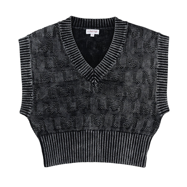 Isla black denim distressed vest FW25