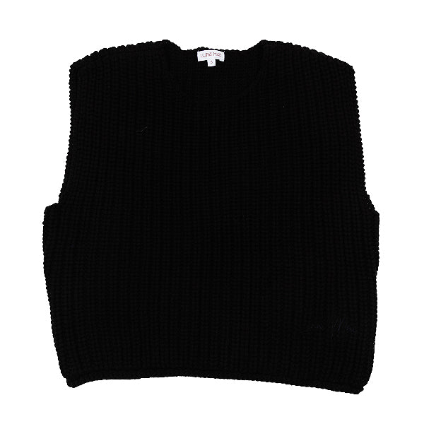 Elle black chunky knit vest FW25