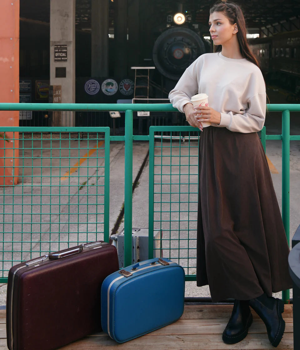 Indi chocolate corduroy skirt FW25