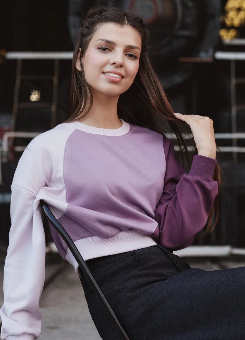 Thea mixed plum wave sweatshirt FW25