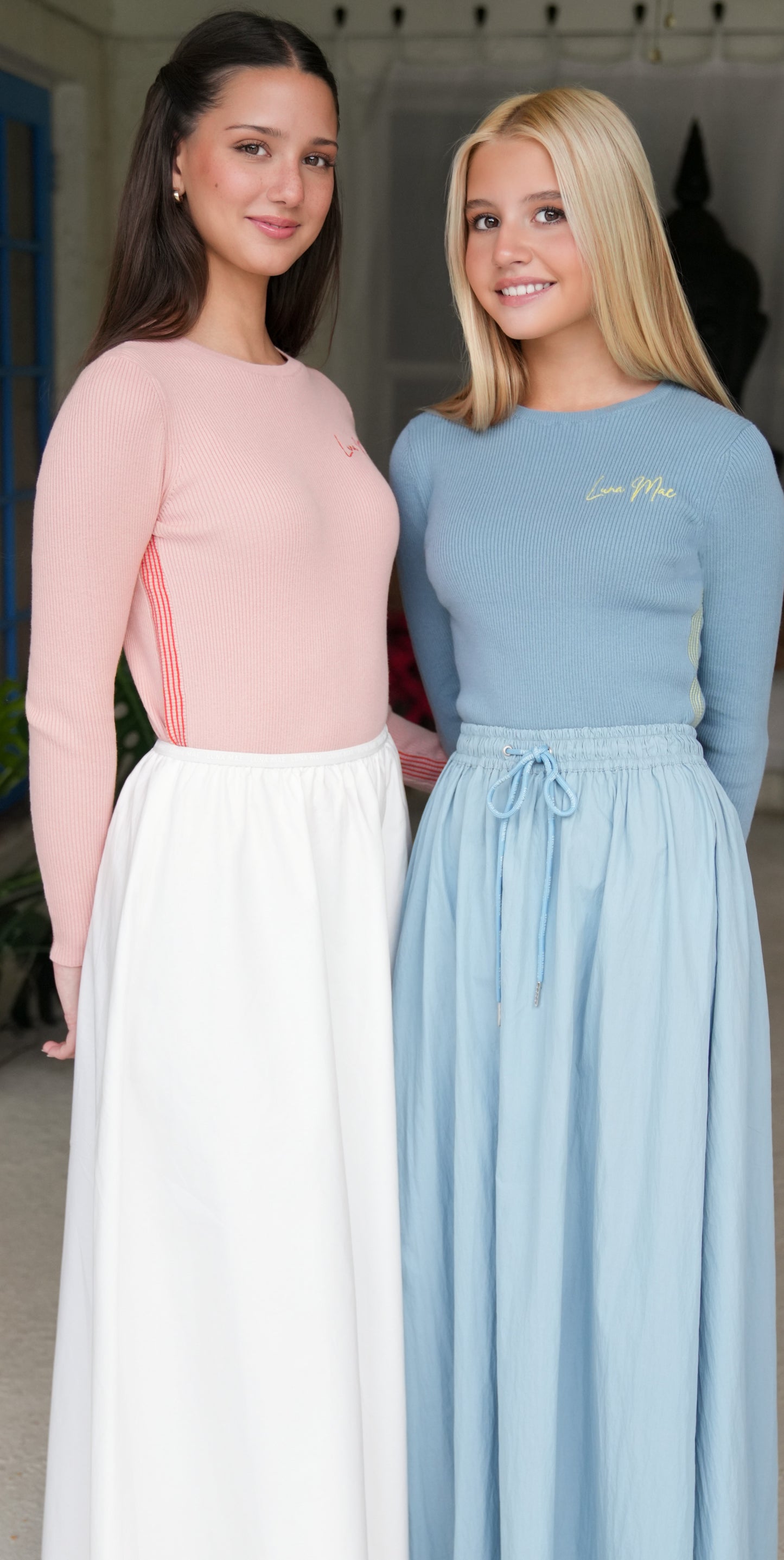 Jean pink ribbed knit top SS26