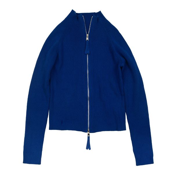 Zipper ribbed blue cardi FW24