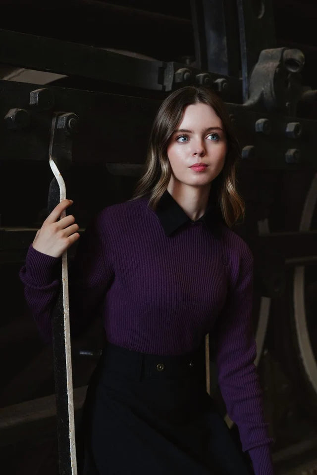 Cleo removable collar plum sweater FW25