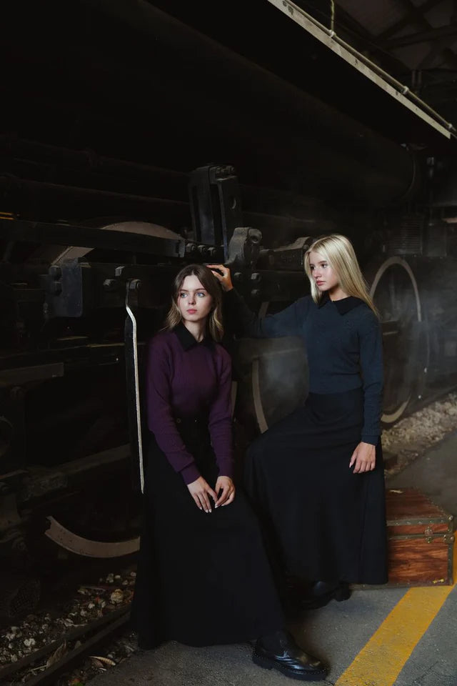 Cleo removable collar plum sweater FW25