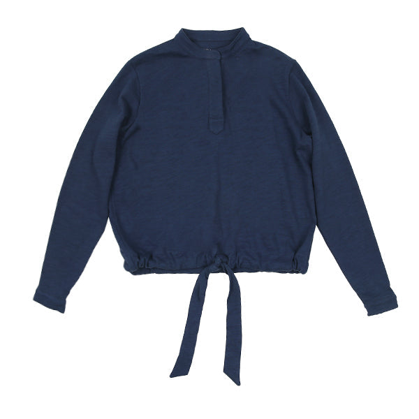 placket blue denim sweatshirt