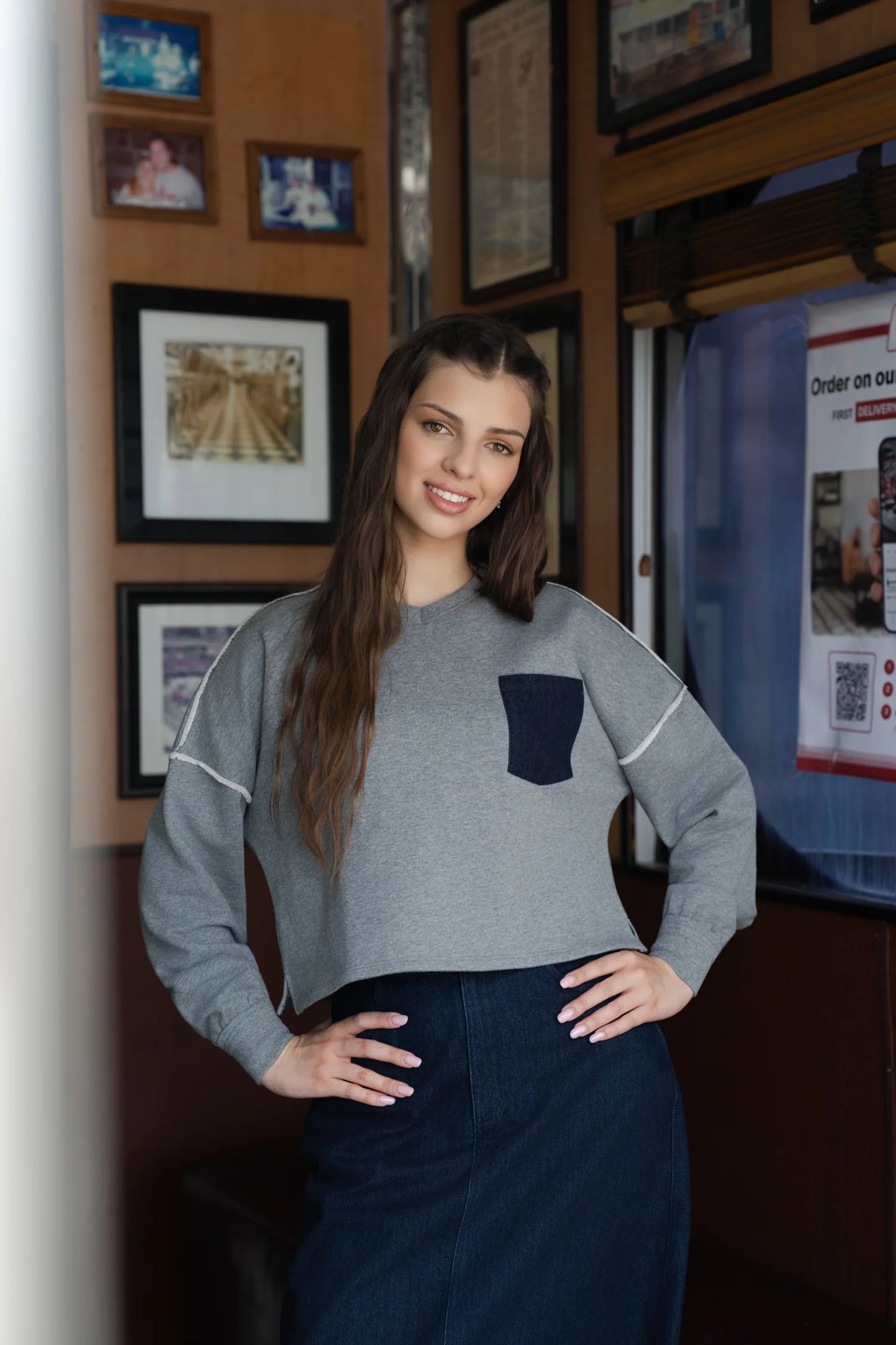 Skye pocket grey sweatshirt FW26
