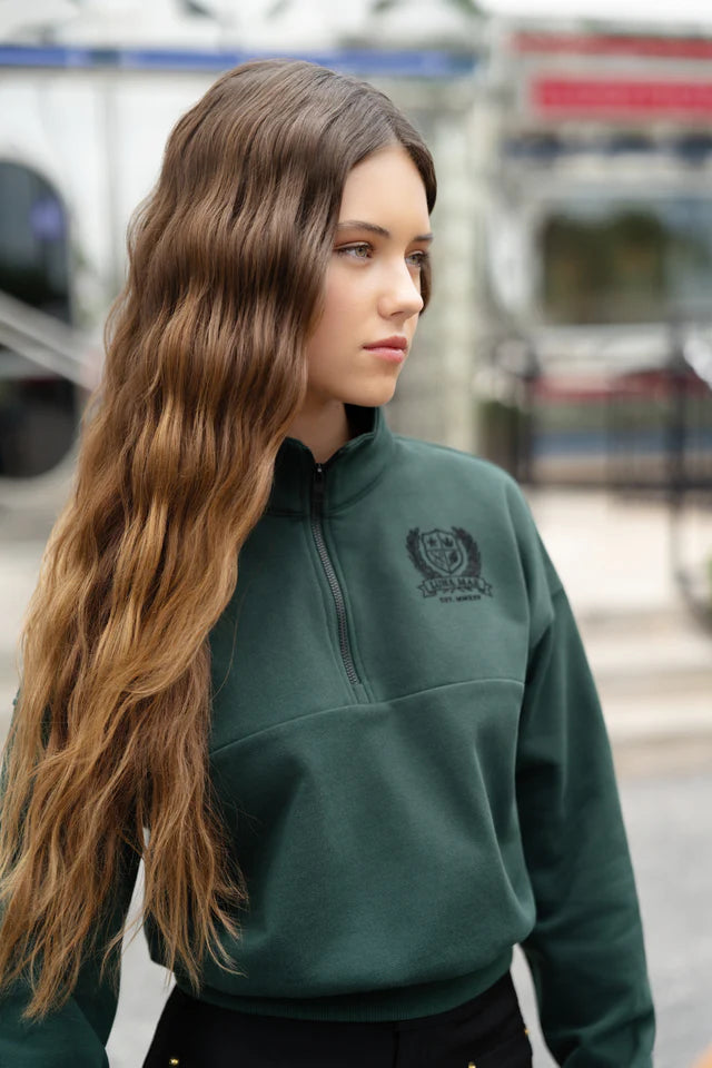 Yara half zip emblem forest sweatshirt FW26