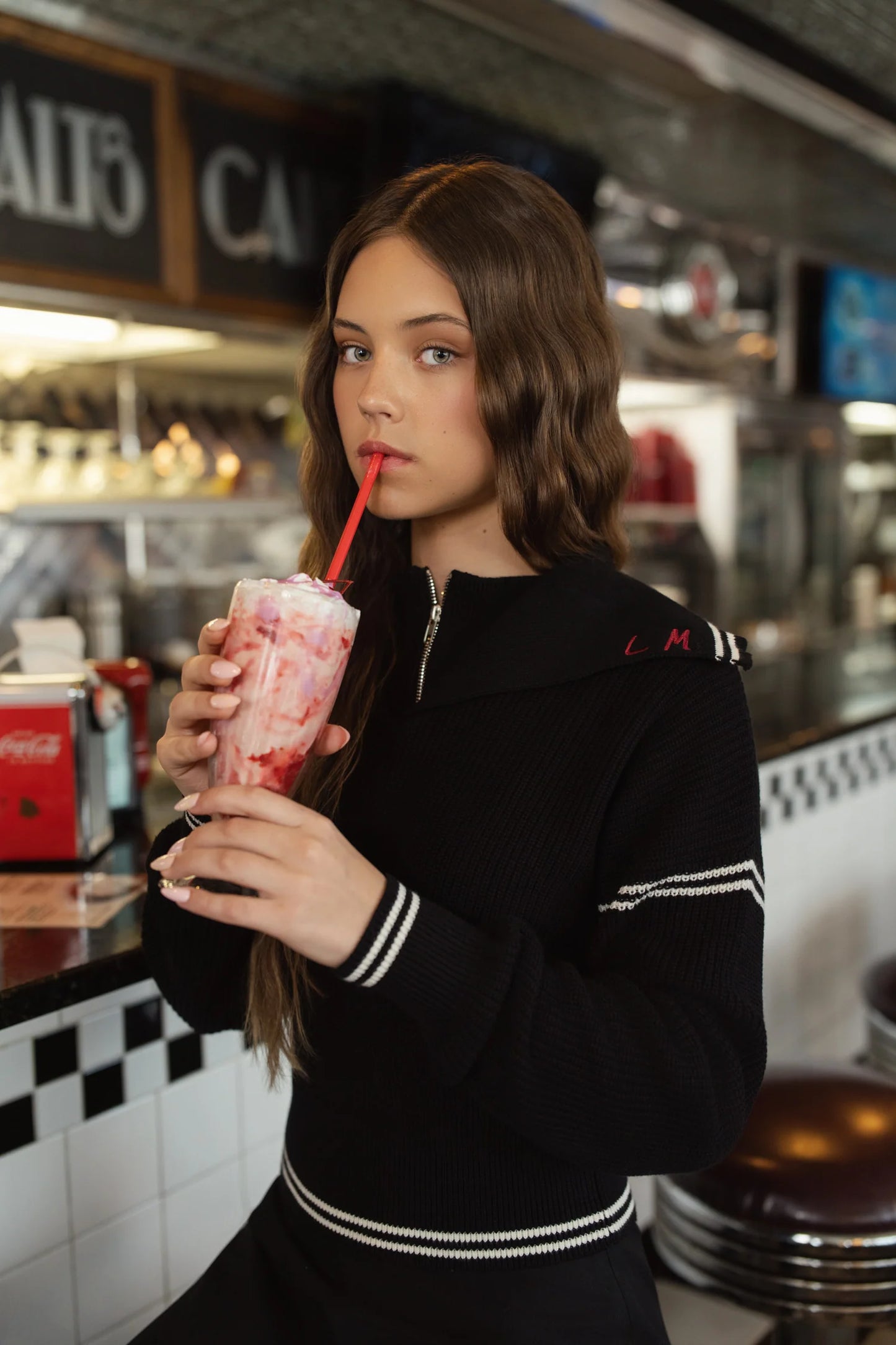 Demi black half zip sweater FW26