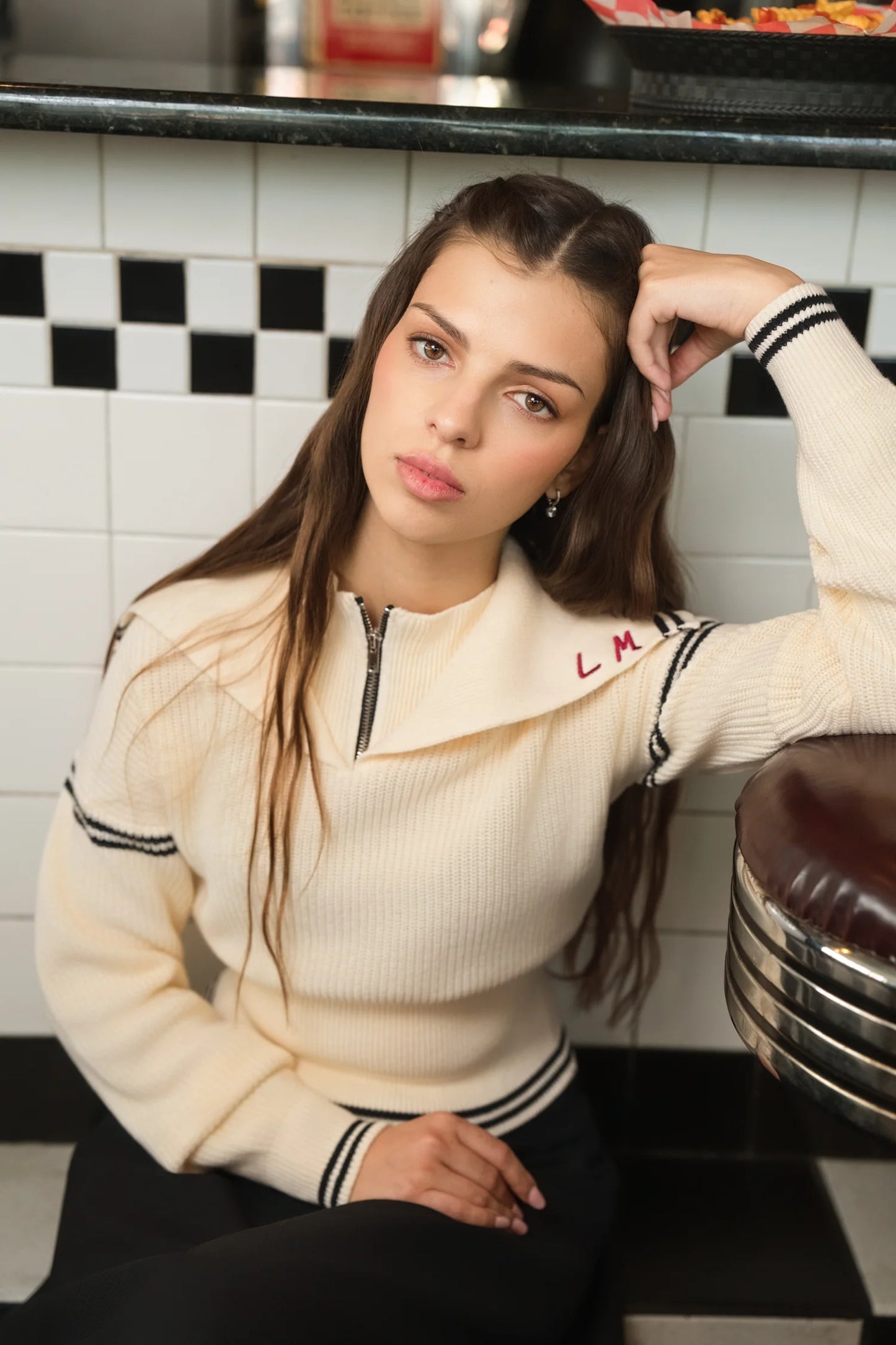 Demi cream half zip sweater FW26