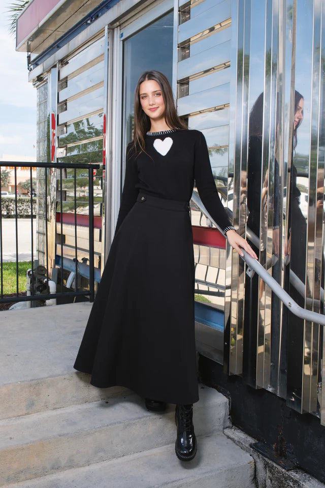 Eve button black skirt FW26