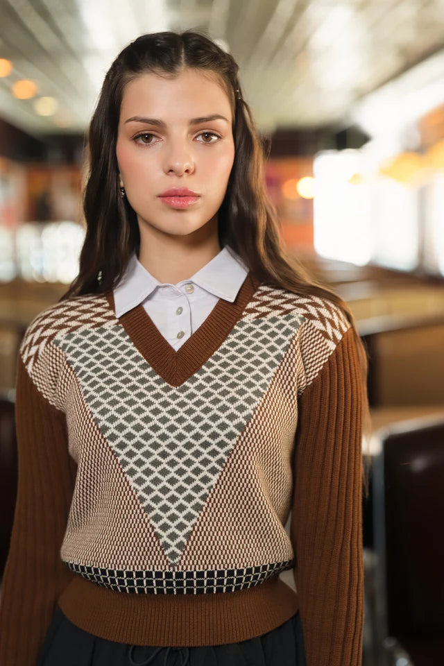 Nell camel collar sweater FW26