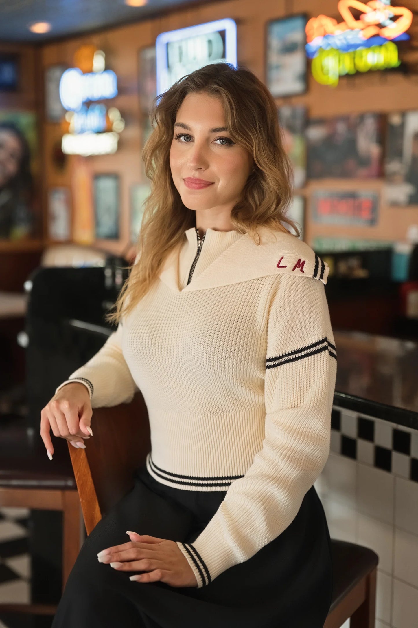 Demi cream half zip sweater FW26
