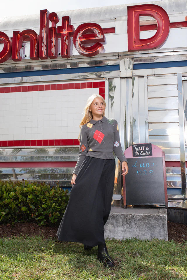 Dara drawstring charcoal skirt FW26