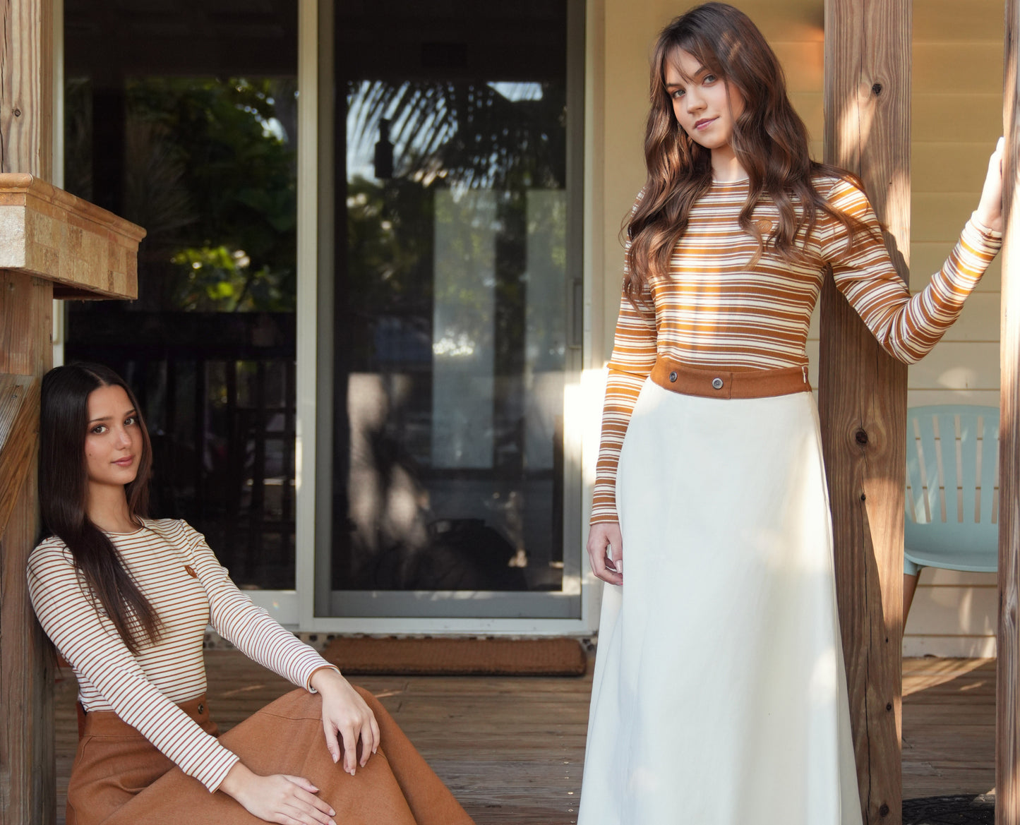 Amy cream cognac combo skirt SS26
