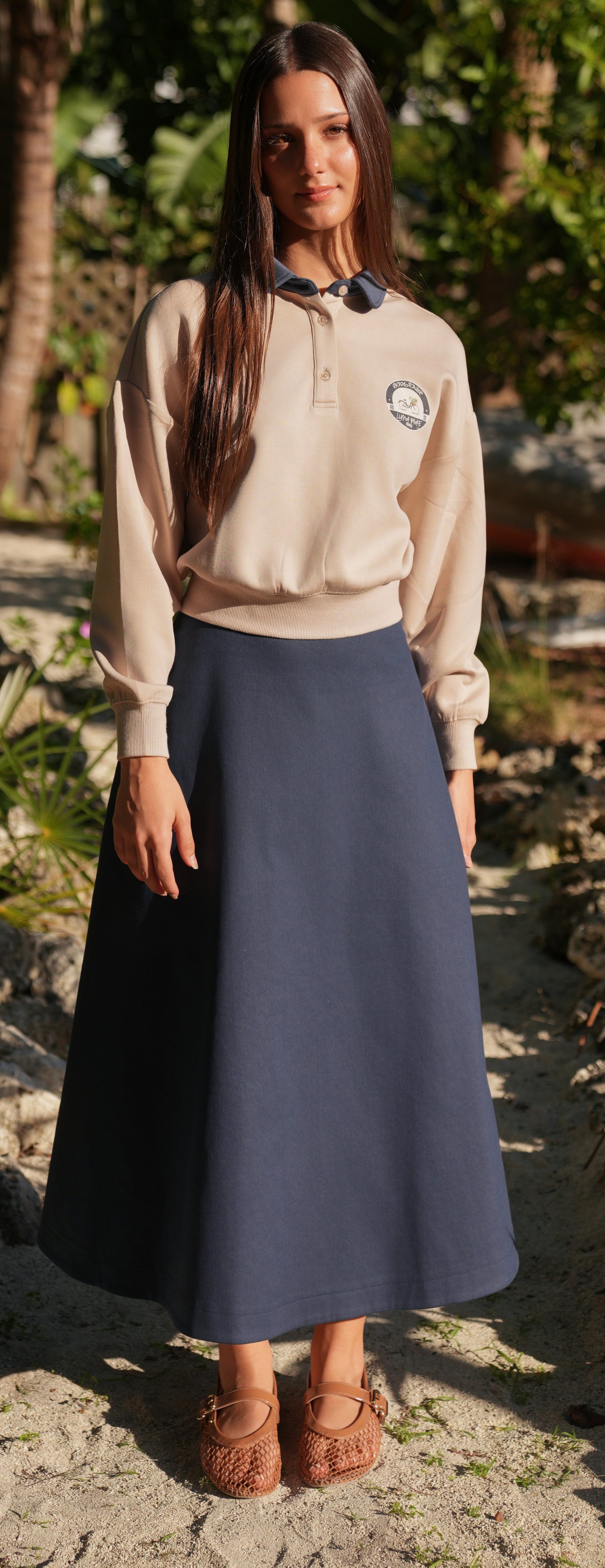 Raya navy collar logo sweatshirt SS26