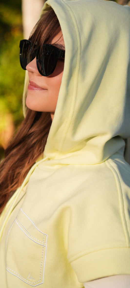 Cora yellow hooded vest SS26