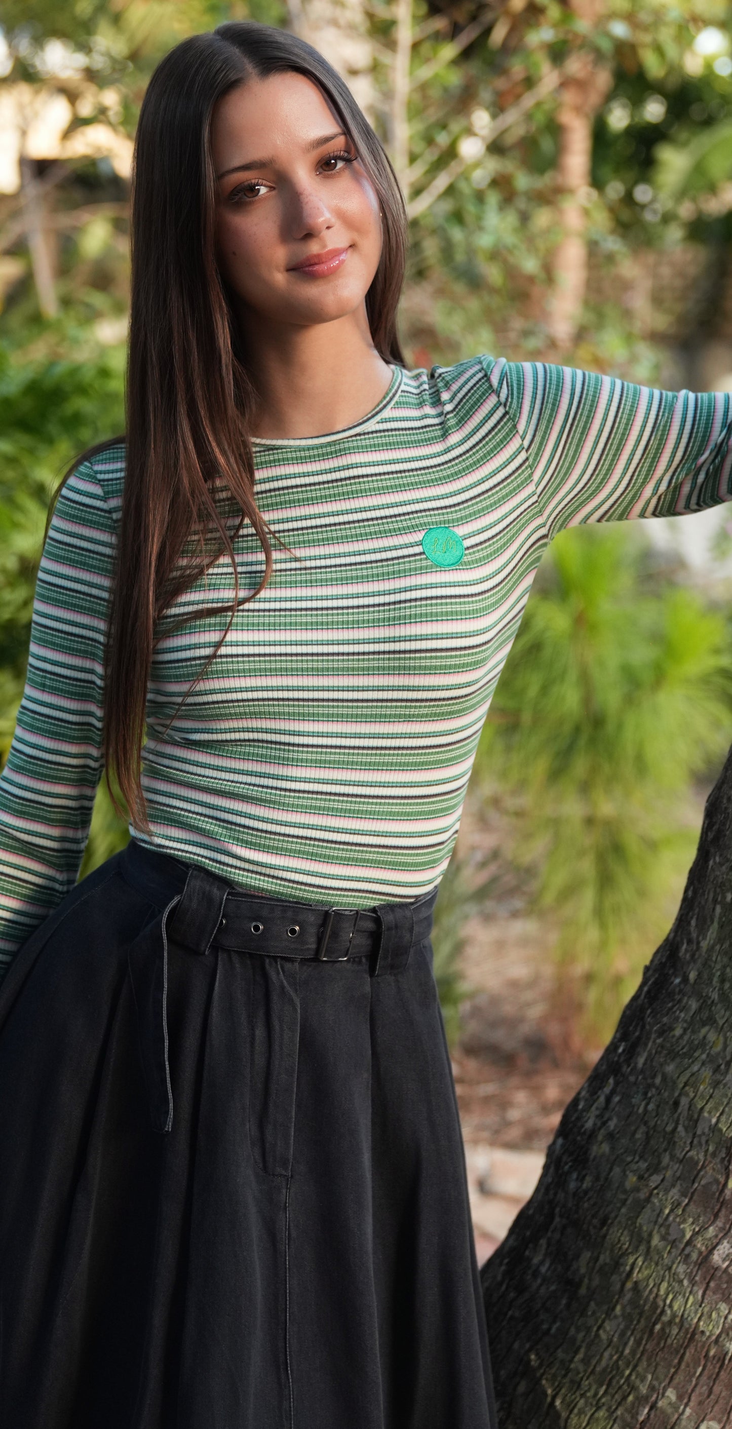Ella green stripe tee SS26
