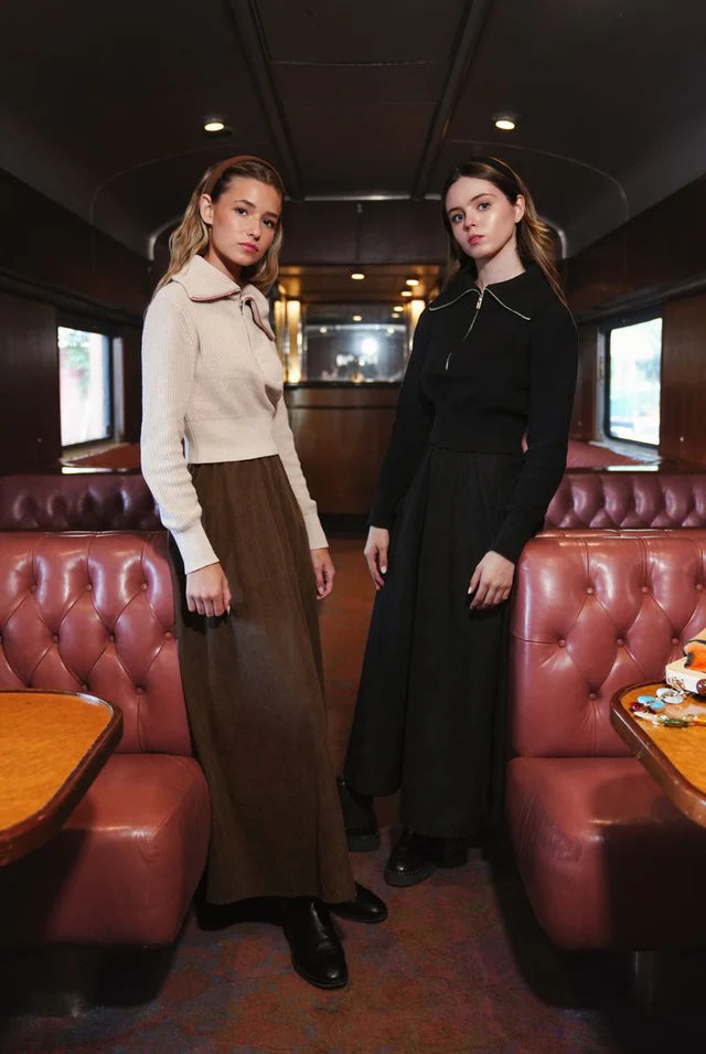 Indi chocolate corduroy skirt FW25
