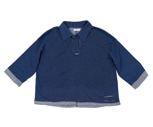 Gwen blue cropped collar top SS26