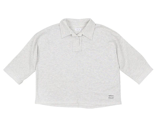 Gwen grey cropped collar top SS26