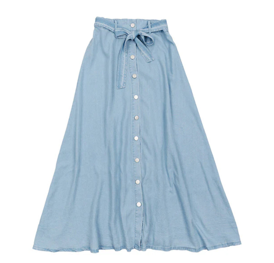 Ivy tencel light denim button skirt SS25