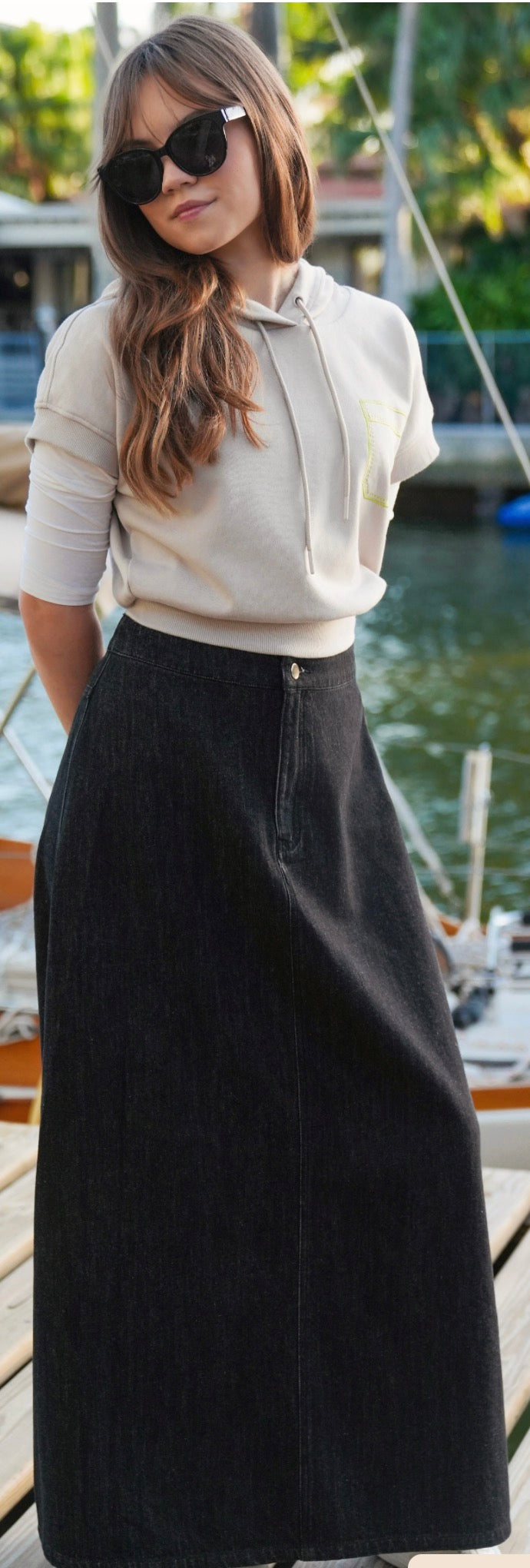 Hope black denim skirt SS26 – Luna Mae