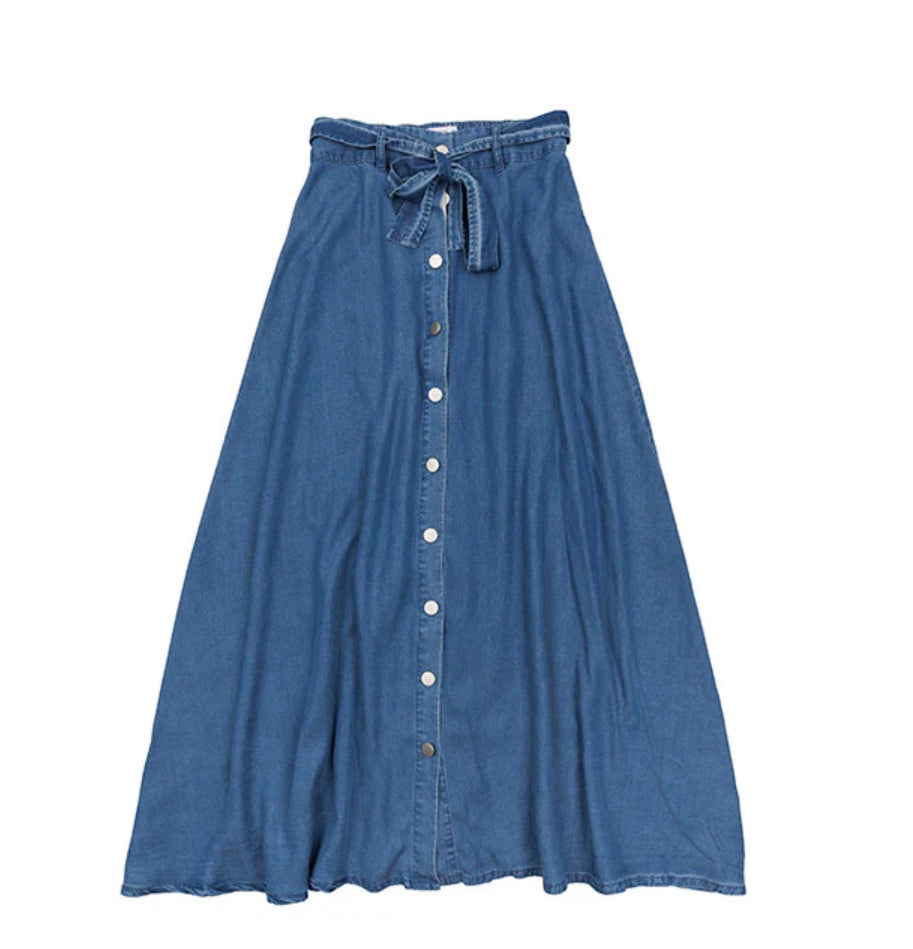 Ivy tencel denim button skirt SS25