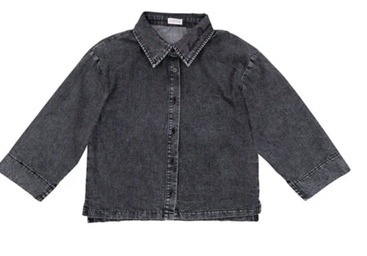 Lily cropped black denim shirt SS25