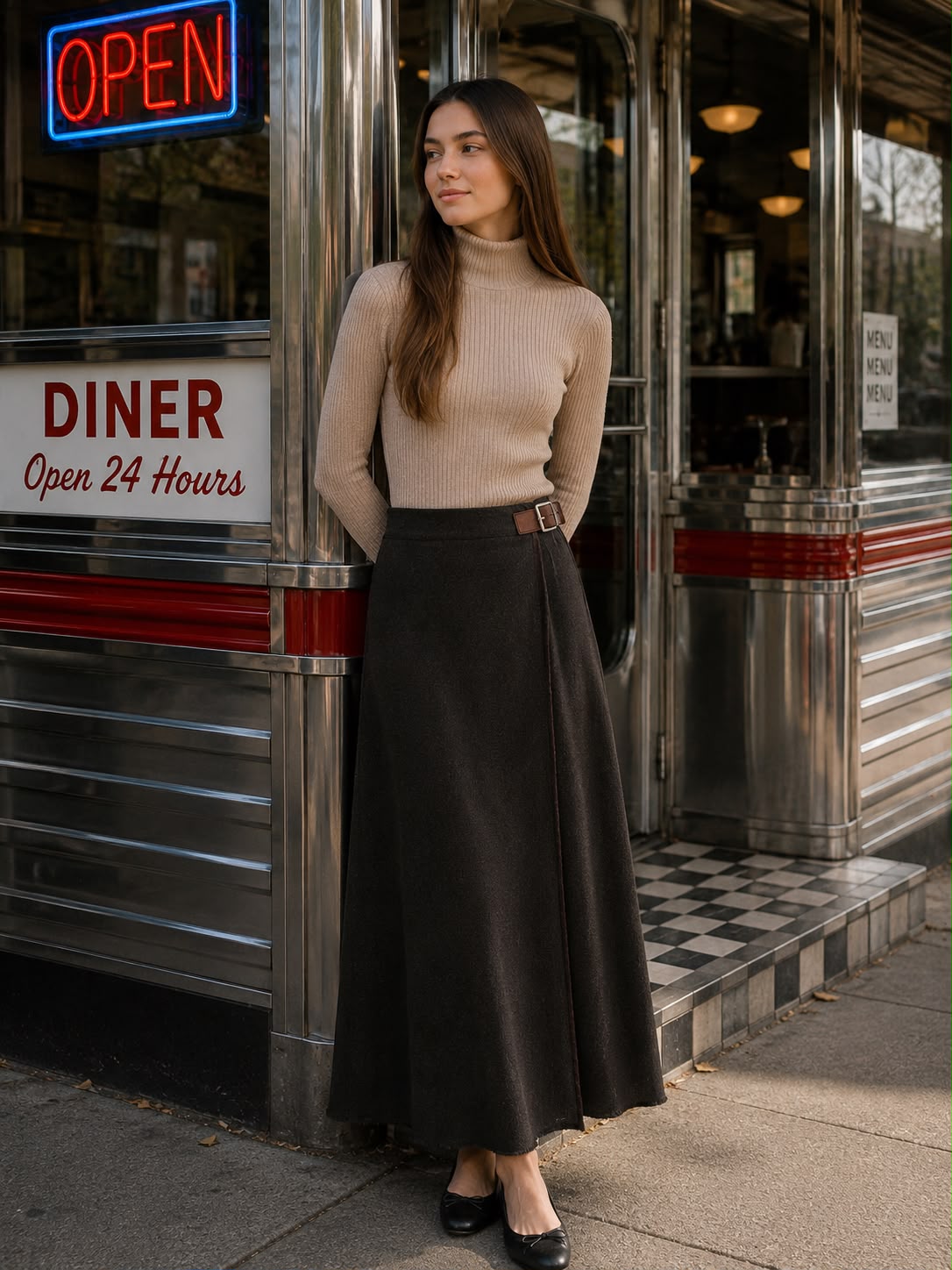 Tia Side Buckle Brown Skirt FW26