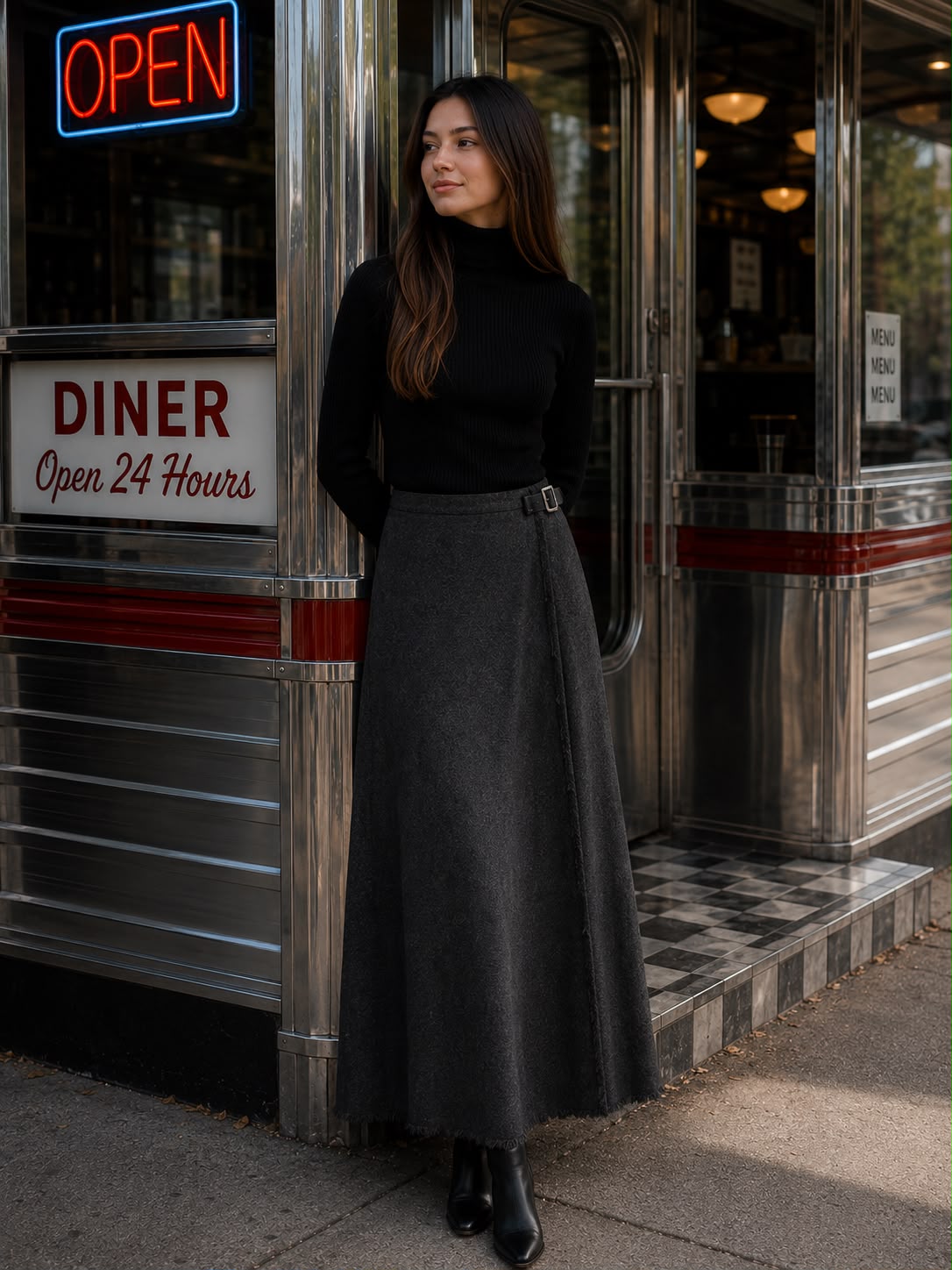 Tia Side Buckle Grey Skirt FW26