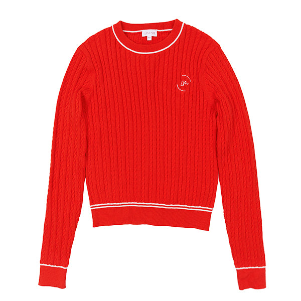 Ruth red cable sweater SS26