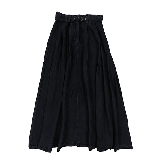 Eve black denim belt skirt SS26