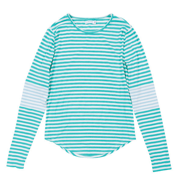 Meg blue color block stripe tee SS26