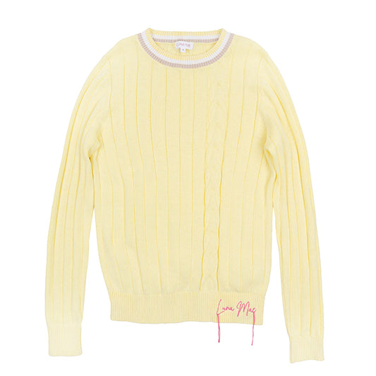 Beth pale yellow knit top SS26