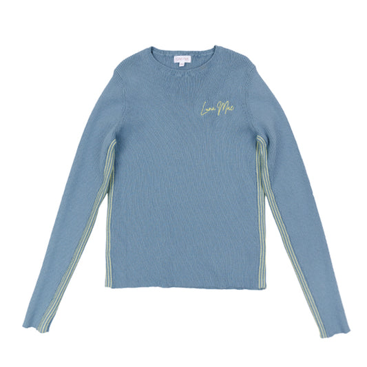 Jean pale blue ribbed knit top SS26