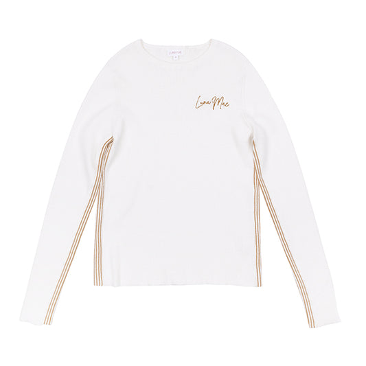 Jean white ribbed knit top SS26