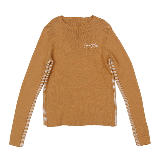 Jean cognac ribbed knit top SS26