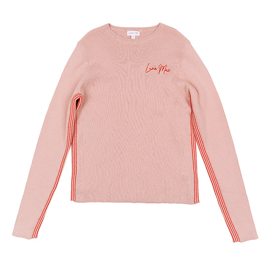 Jean pink ribbed knit top SS26