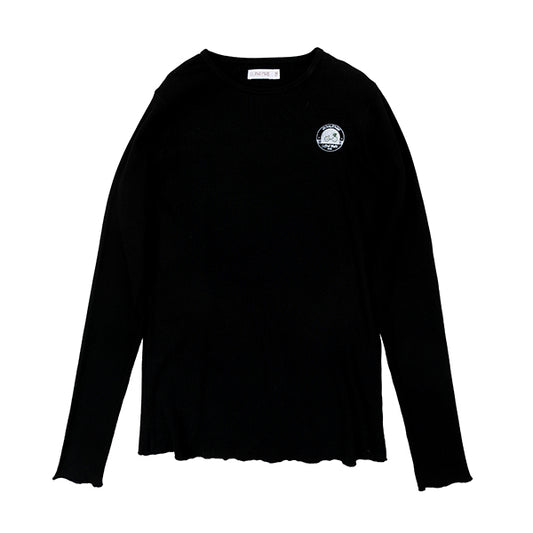 Basic black ribbed logo tee SS26