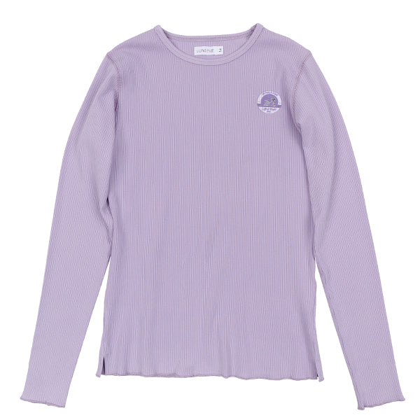 Basic lavender ribbed logo tee SS26