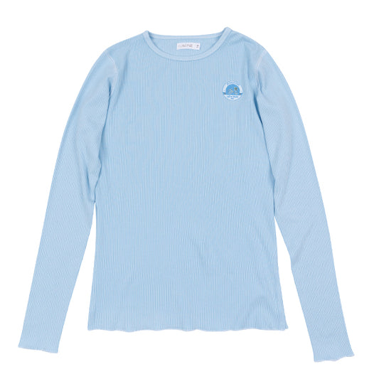 Basic sky ribbed logo tee SS26