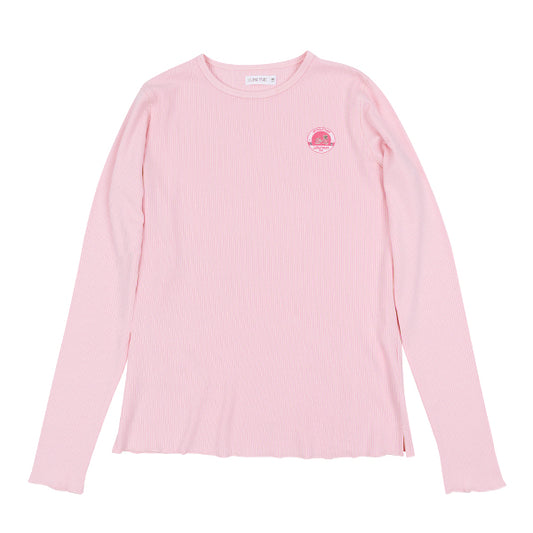 Basic pink ribbed logo tee SS26