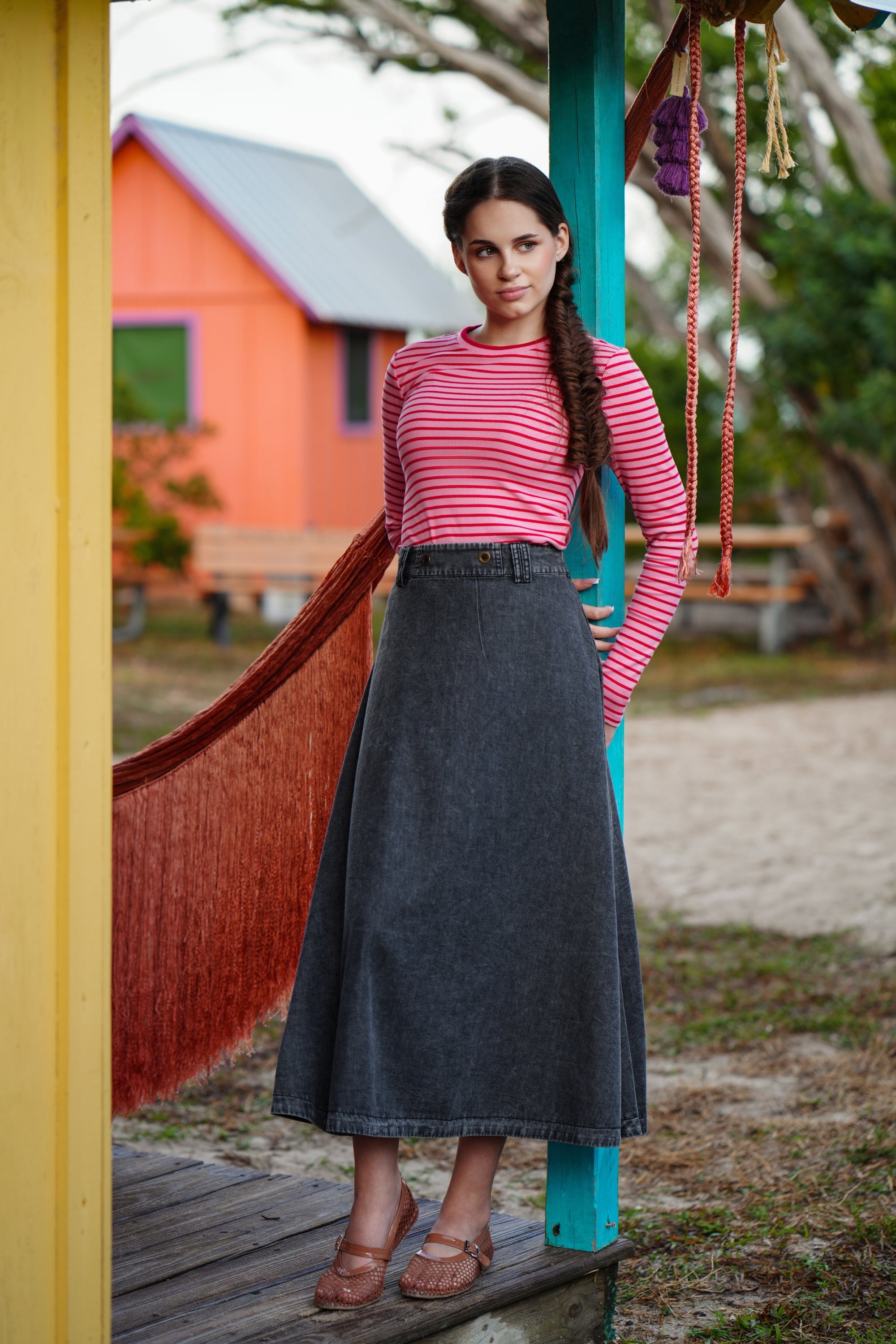 Amy black denim skirt SS25 – Luna Mae
