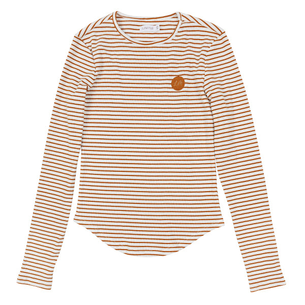 Ella cognac white stripe tee SS26