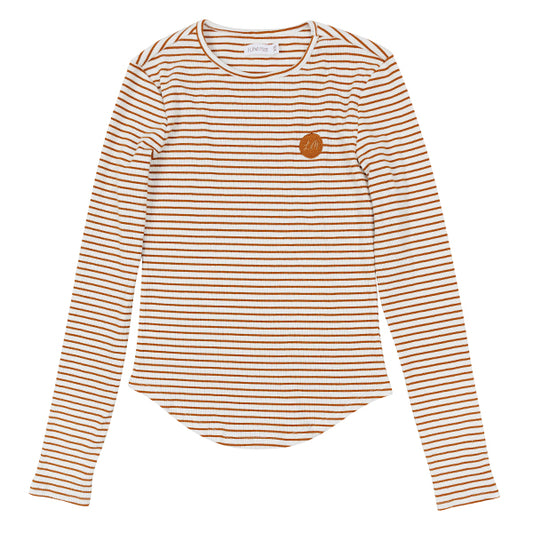 Ella cognac white stripe tee SS26