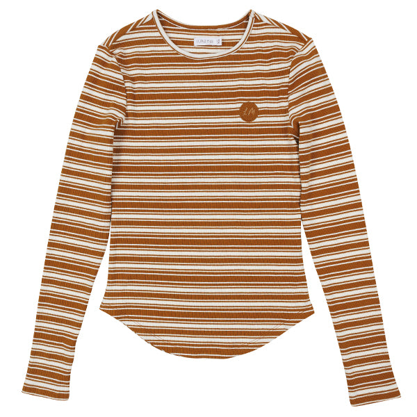 Ella cognac stripe tee SS26