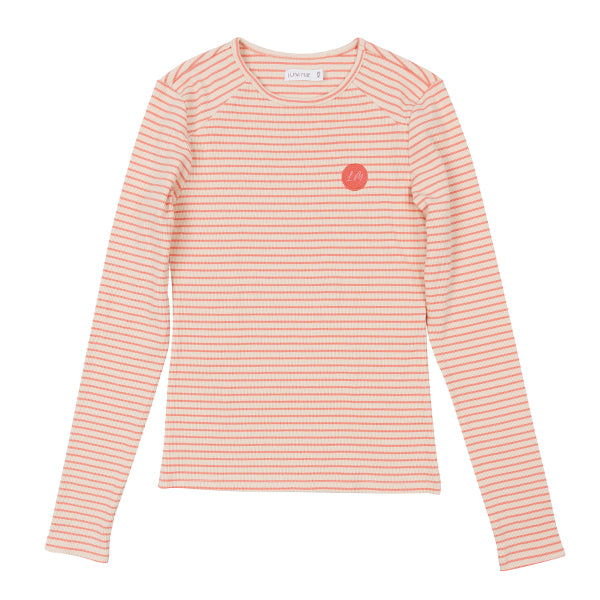 Ella pink oat stripe tee SS26